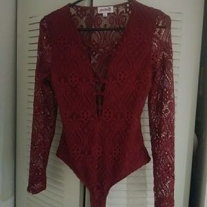 Lace long sleeve bodysuit
